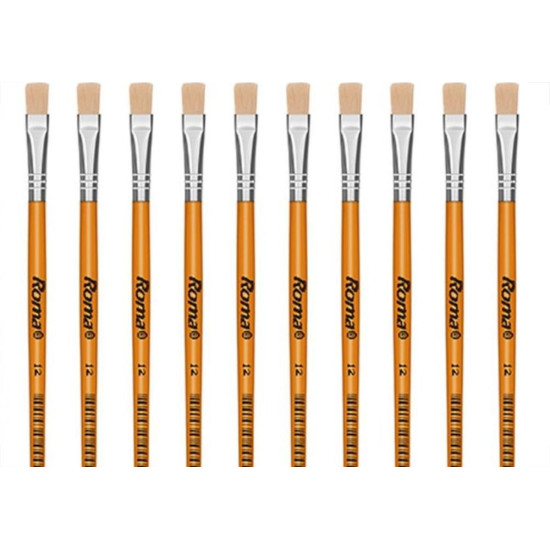 Pincel Para Artesanato Roma Ponta Chata 12 615 12 - Kit C/12 