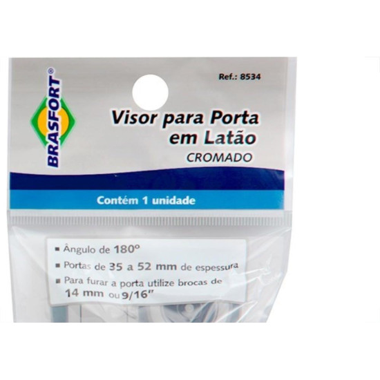Visor Para Porta Brasfort Cromado 8534 Visor Para Porta Brasfort Cromado 8534