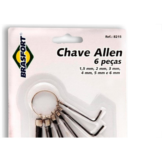 Chave Allen Brasfort 1,5 A 06Mm Com 06 Pecas 8215 Chave Allen Brasfort 1,5 A 06Mm Com 06 Pecas 8215