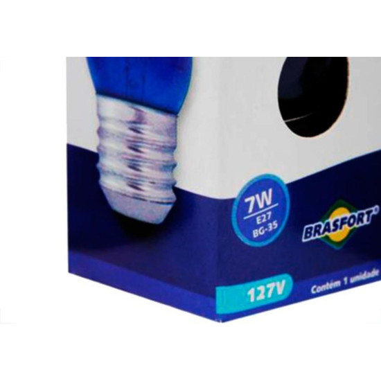 Lampada Bolinha Brasfort 07Wx127V Azul 8466 - Kit C/25 Lampada Bolinha Brasfort 07Wx127V Azul 8466 - Kit C/25