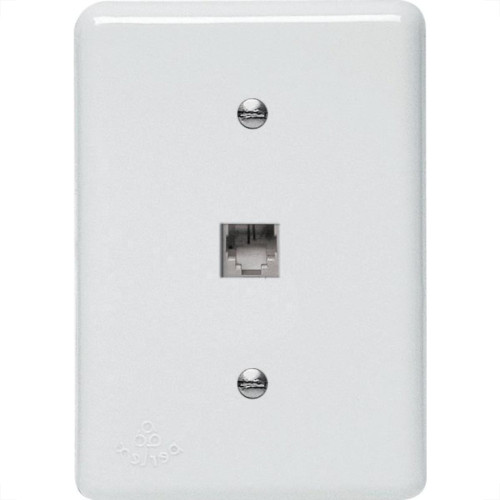 Conjunto Tomada Fone Perlex''Branca''Com Placa(Rj11) 2361