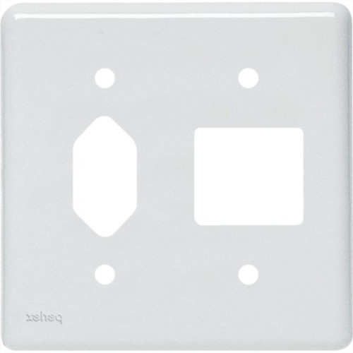 Kit C/2 - Placa Perlex Branca 4X4 (2 Saida+Tomada) 23Pl2/1T