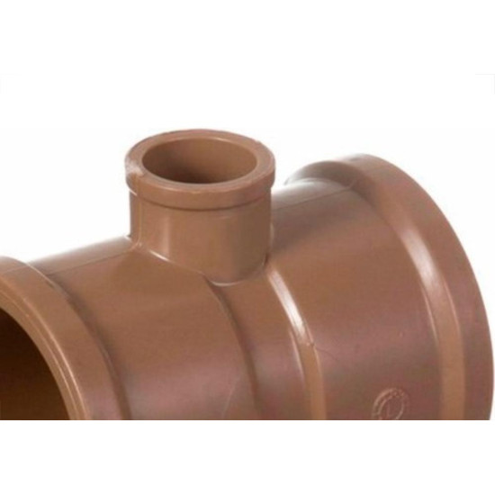 Tee Marrom Amanco Reducao Liso/Liso/Liso 50Mmx25Mm 10305/11825 - Kit C/10 Tee Marrom Amanco Reducao Liso/Liso/Liso 50Mmx25Mm 10305/11825 - Kit C/10