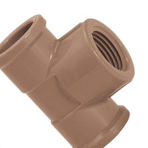 Tee Marrom Amanco Liso/Liso/Rosca 25Mm X 3/4'' 11848 - Kit C/50 Tee Marrom Amanco Liso/Liso/Rosca 25Mm X 3/4'' 11848 - Kit C/50