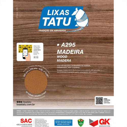 Lixa Madeira Tatu 50 A29500500050 - Kit C/50 Lixa Madeira Tatu 50 A29500500050 - Kit C/50