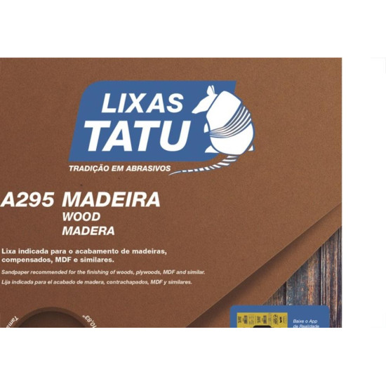 Lixa Madeira Tatu 60 A29500600050 - Kit C/50 Lixa Madeira Tatu 60 A29500600050 - Kit C/50