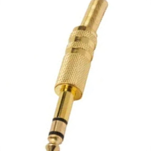 Plug P-10 Stereo 6,35Mm Dourado Com Mola 603 - Kit C/10 Plug P-10 Stereo 6,35Mm Dourado Com Mola 603 - Kit C/10