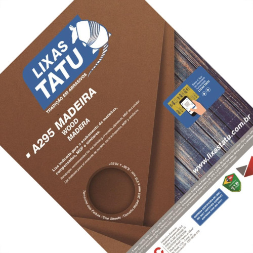 Lixa Madeira Tatu 180 A29501800050 - Kit C/50 Lixa Madeira Tatu 180 A29501800050 - Kit C/50