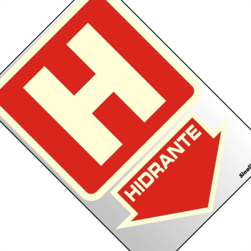 Placa Sinalizacao Aluminio 16X23 ''Hidrante'' Fluorescente 150Ak Placa Sinalizacao Aluminio 16X23 ''Hidrante'' Fluorescente 150Ak
