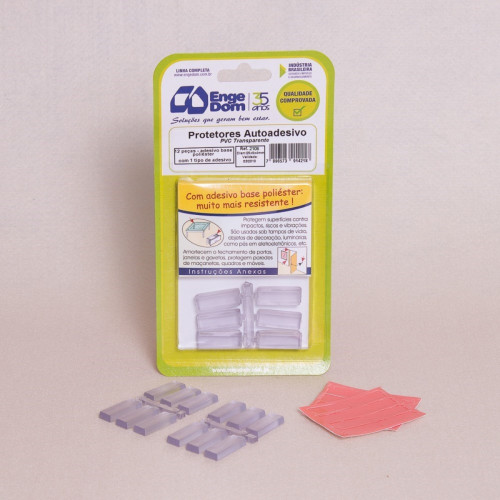 Protetor Adesivo Engedom Trasparente Retangular 25X9X4 12Pecas 1421