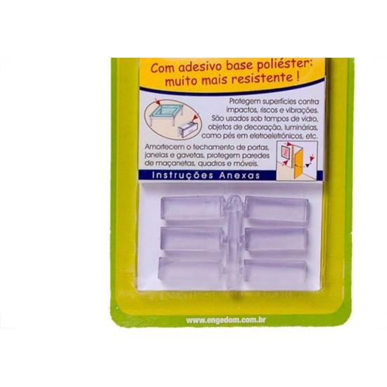 Protetor Adesivo Engedom Trasparente Retangular 25X9X4 12Pecas 1421