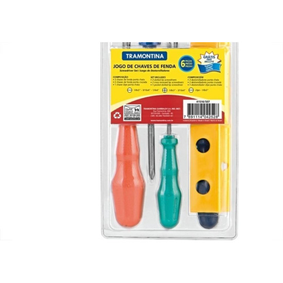 Kit Tramontina Chave De Fenda+Suporte 6 Pecas
