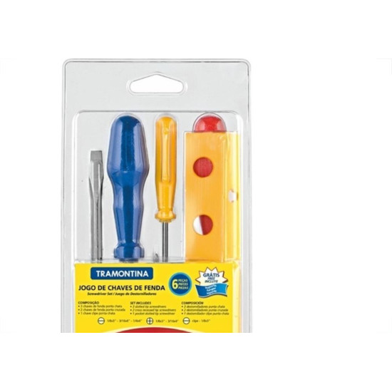 Kit Tramontina Chave De Fenda+Suporte 6 Pecas