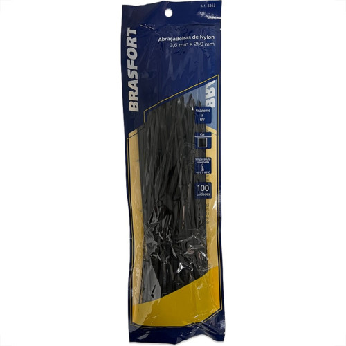 Abracadeira Nylon Brasfort Preta 3,6X250 100 Pecas 8863