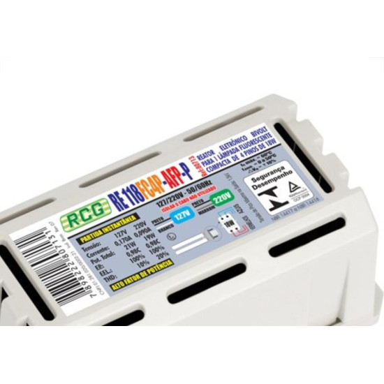 Reator Eletronico Rcg 1X18W 4 Pinos Bivolt 89075 Reator Eletronico Rcg 1X18W 4 Pinos Bivolt 89075