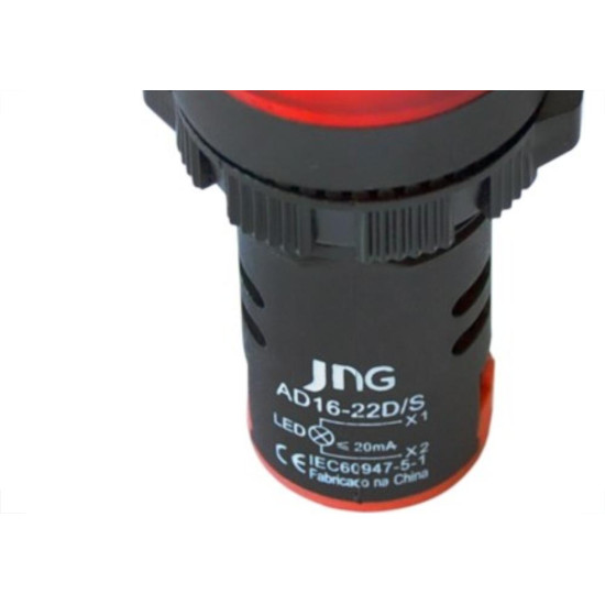 Sinaleiro Jng ''Led'' Plastico Ad16-22 220V Vermelho 52071 - Kit C/10