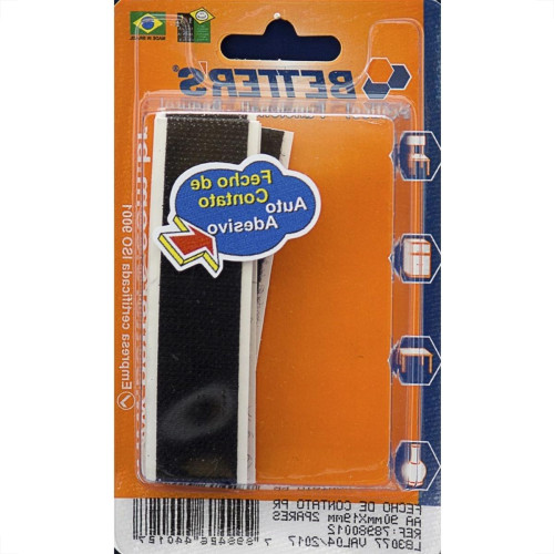 Fecho Contato Adesivo Preto 90X19Mm Com 4Pecas 012 Bribts000068 Fecho Contato Adesivo Preto 90X19Mm Com 4Pecas 012 Bribts000068
