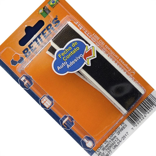 Fecho Contato Adesivo Preto 90X19Mm Com 4Pecas 012 Bribts000068 Fecho Contato Adesivo Preto 90X19Mm Com 4Pecas 012 Bribts000068