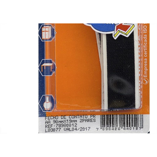 Fecho Contato Adesivo Preto 90X19Mm Com 4Pecas 012 Bribts000068 Fecho Contato Adesivo Preto 90X19Mm Com 4Pecas 012 Bribts000068