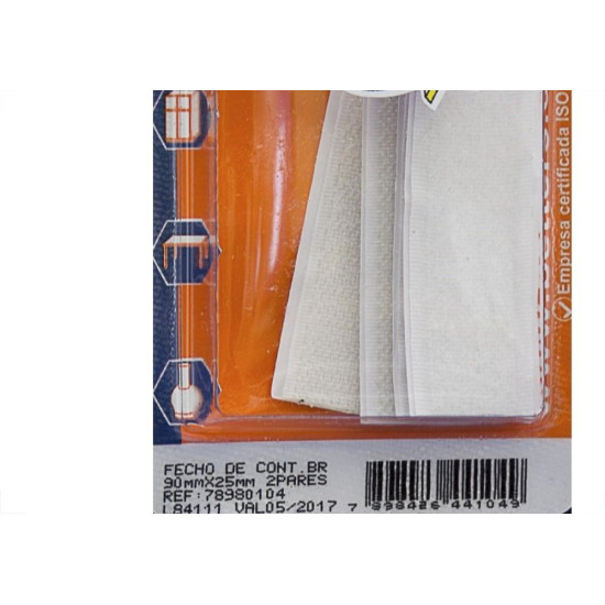 Fecho Contato Adesivo Branco 90X25Mm Com 4Pecas Bribts000054 Fecho Contato Adesivo Branco 90X25Mm Com 4Pecas Bribts000054