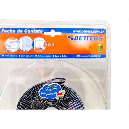 Fecho Contato Adesivo Preto 25X250Cm Rl109 Fecho Contato Adesivo Preto 25X250Cm Rl109