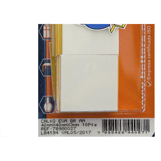 Calco Eva Auto Adesivo Quadrado Branco 40 X 40 X 3Mm 10 Pecas 027 Bribts000071 Calco Eva Auto Adesivo Quadrado Branco 40 X 40 X 3Mm 10 Pecas 027 Bribts000071