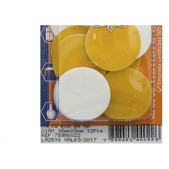 Calco Eva Auto Adesivo Redondo Branco 36 X 3Mm 12 Pecas 022 Bribts000021 Calco Eva Auto Adesivo Redondo Branco 36 X 3Mm 12 Pecas 022 Bribts000021