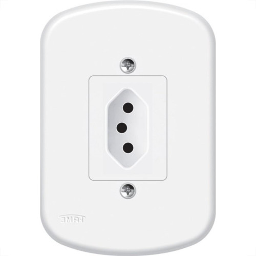 Conjunto Fame 4X2 Branco Com Placa 1Tomada 10A 