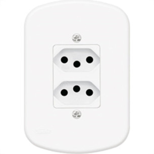 Conjunto Fame 4X2 Branco Com Placa 2Tomadas 10A 