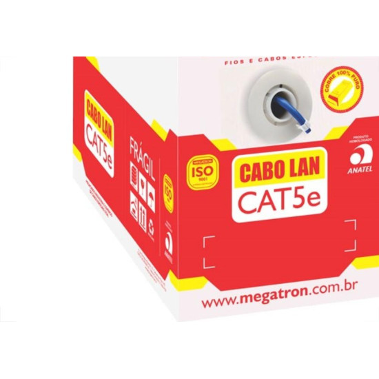 Fio Cabo Rede Megatron Cat5E 4Pares 305M Azul 2581