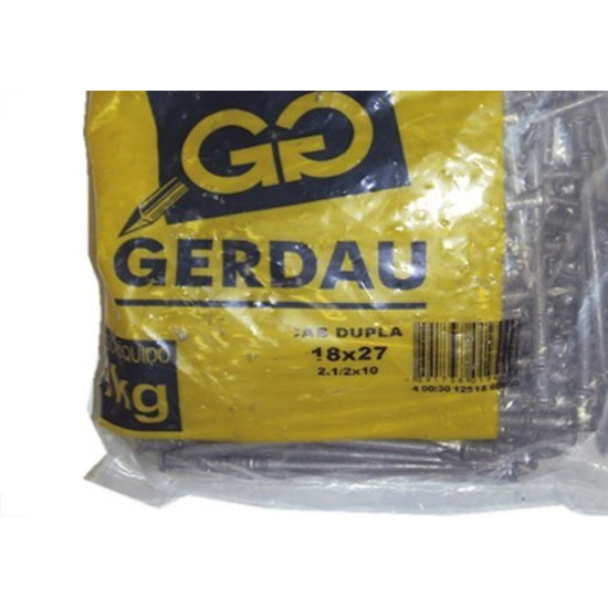 Prego Gerdau Com Cabeca Dupla 18X27 (3,40X62mm) (3,40X62mm) 1Kg Prego Gerdau Com Cabeca Dupla 18X27 (3,40X62mm) (3,40X62mm) 1Kg