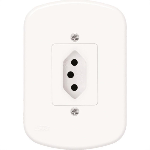 Conjunto Fame 4X2 Branco Com Placa 1Tomada 20A 