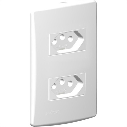 Conjunto Siena 4X2 Branco Com Placa (2Tomadas 10A-V) 6083 Conjunto Siena 4X2 Branco Com Placa (2Tomadas 10A-V) 6083