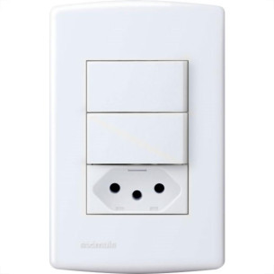 Conjunto Siena 4X2 Branco Com Placa (1Simples+1Paralelo+1Tomada) 6087