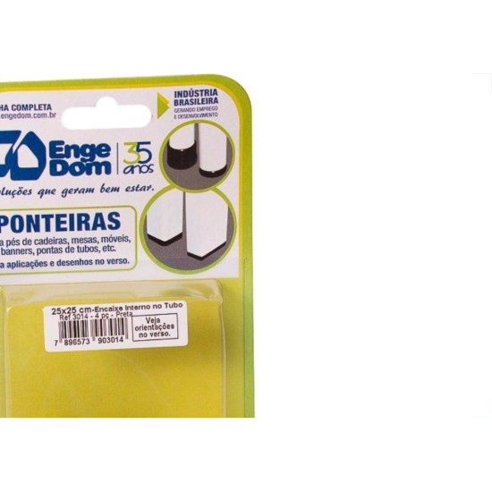 Ponteira Cadeira Engedom 25X25 Interno Preta 4 Pecas Quadrado 3014 Ponteira Cadeira Engedom 25X25 Interno Preta 4 Pecas Quadrado 3014