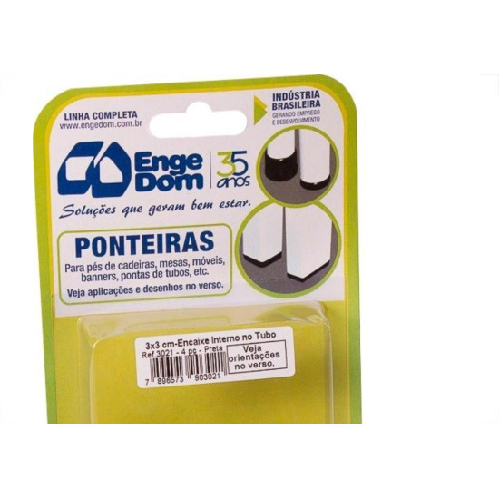 Ponteira Cadeira Engedom 30X30 Interno Preta 4 Pecas Quadrado 3021 Ponteira Cadeira Engedom 30X30 Interno Preta 4 Pecas Quadrado 3021