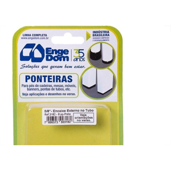 Ponteira Cadeira Engedom ''Pe'' Externo Preta 5/8'' 8 Pecas Redondo 3182 Ponteira Cadeira Engedom ''Pe'' Externo Preta 5/8'' 8 Pecas Redondo 3182