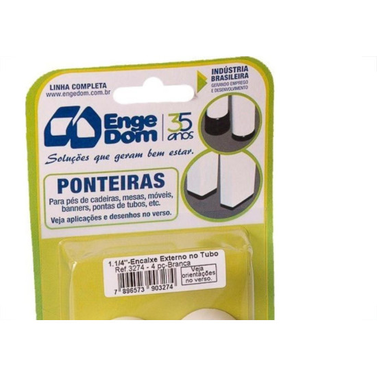 Ponteira Cadeira Engedom ''Pe'' Externo Branca   1.1/4 Pecas Redondo 3274