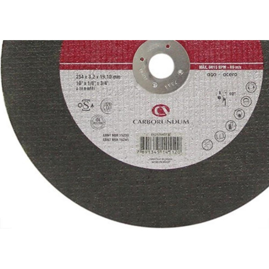 Disco De Corte Para Ferro Carborundum 10 X 1/8 X 3/4 2 Telas Disco De Corte Para Ferro Carborundum 10 X 1/8 X 3/4 2 Telas