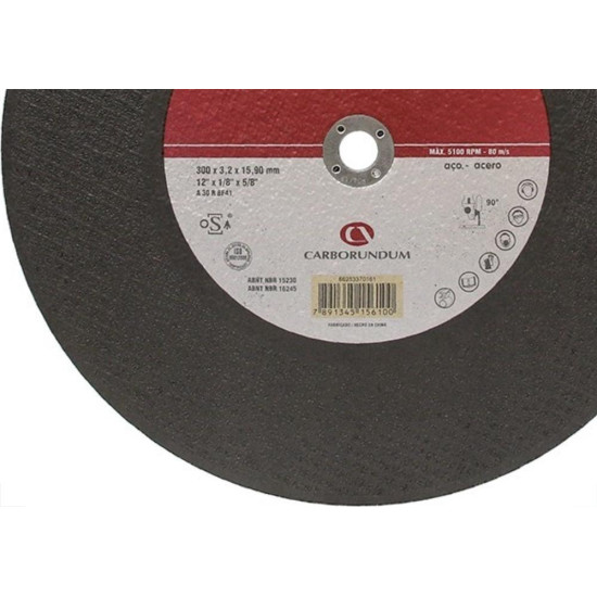 Disco De Corte Para Ferro Carborundum 12 X 1/8 X 5/8 2 Telas Disco De Corte Para Ferro Carborundum 12 X 1/8 X 5/8 2 Telas