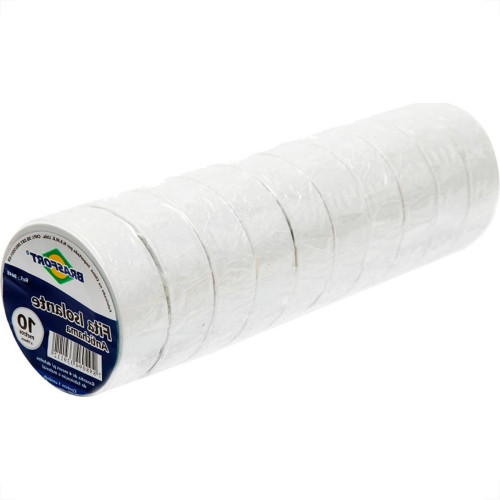 Fita Isolante Brasfort 10M X 19Mm Branca 8648 - Kit C/10 Fita Isolante Brasfort 10M X 19Mm Branca 8648 - Kit C/10
