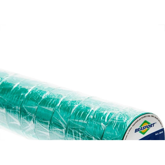 Fita Isolante Brasfort 10M X 19Mm Verde 8649 - Kit C/10 Fita Isolante Brasfort 10M X 19Mm Verde 8649 - Kit C/10