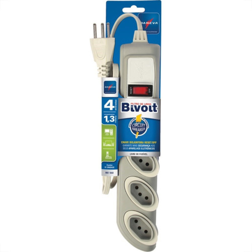 Filtro Linha Daneva 4 Tomadas Bivolt Cinza 1642 Dn1642 Filtro Linha Daneva 4 Tomadas Bivolt Cinza 1642 Dn1642