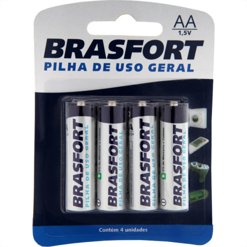 Pilha Brasfort Pequena Aa Cartela Com 4 Pecas 6309 Pilha Brasfort Pequena Aa Cartela Com 4 Pecas 6309