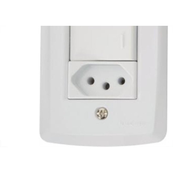 Conjunto Tramontina Lux 4X2 Branco Com Placa (2 Simples+Tomada) 