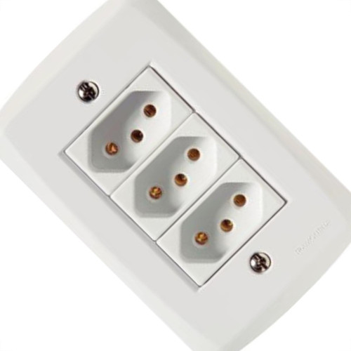 Conjunto Tramontina Lux 4X2 Branco Com Placa (3 Tomadas 10A) 