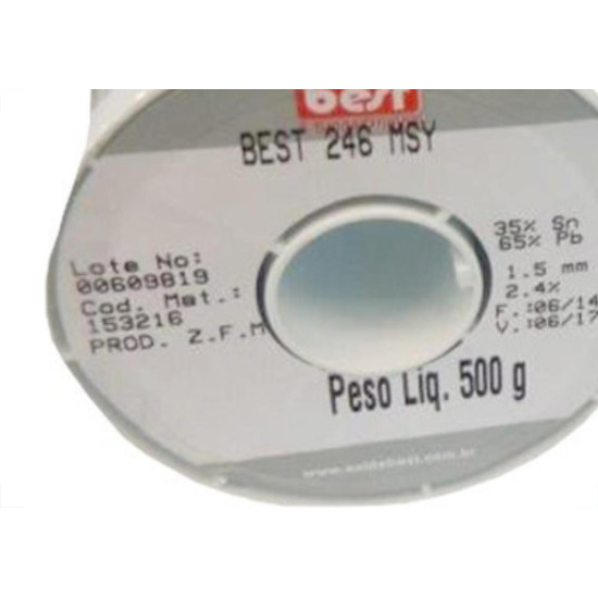 Solda Best Carretel 1,5Mm Verde/Cinza 500G 153216 Solda Best Carretel 1,5Mm Verde/Cinza 500G 153216