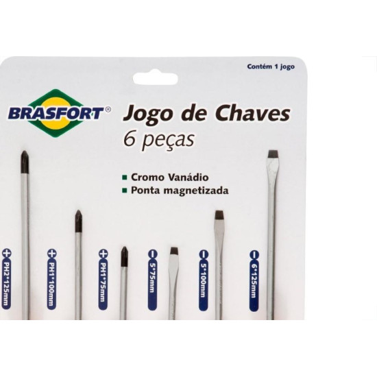 Chave Fenda/Phillips Brasfort Com 06 Pecas 7029 Chave Fenda/Phillips Brasfort Com 06 Pecas 7029