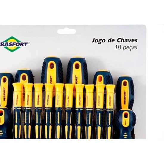Chave Fenda/Phillips/Precisao Brasfort Com 18 Pecas 7030 Chave Fenda/Phillips/Precisao Brasfort Com 18 Pecas 7030