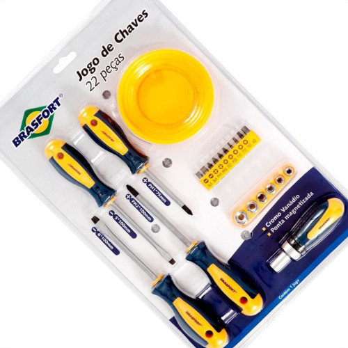 Chave Fenda/Phillips/Torx Brasfort Com Catraca Com 22 Pecas 7031 Chave Fenda/Phillips/Torx Brasfort Com Catraca Com 22 Pecas 7031